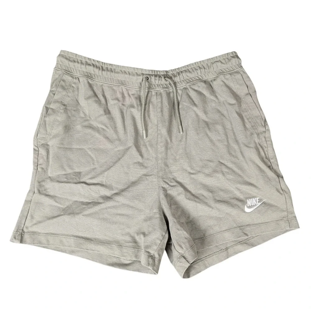 Nike Sportswear Mens Jersey Shorts Olive Green Sage Embroidered Logo BV2772-386